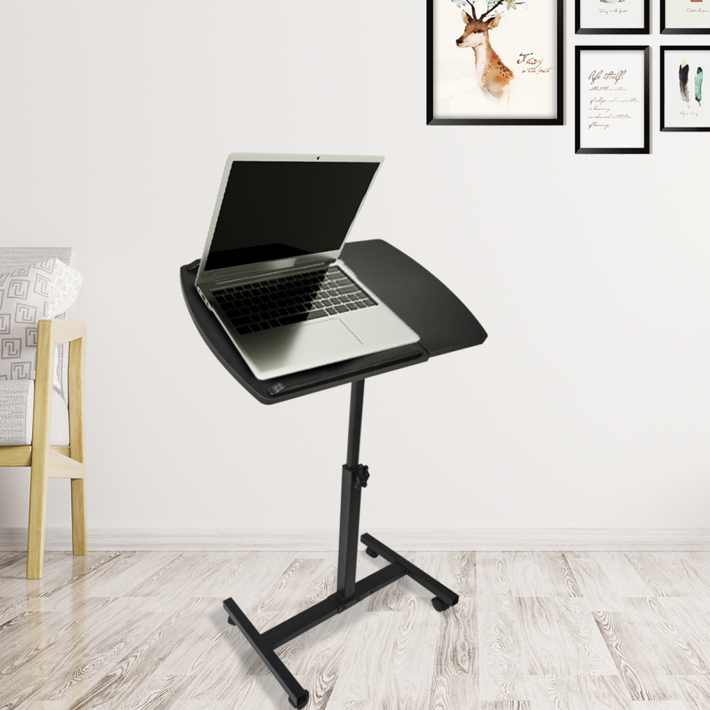 Levering Recensent Filosofisch Laptoptafel laptopstandaard - bijzettafel bedtafel - verrijdbaar wieltjes -  hoogte verstelbaar - zwart - Meubel Plein