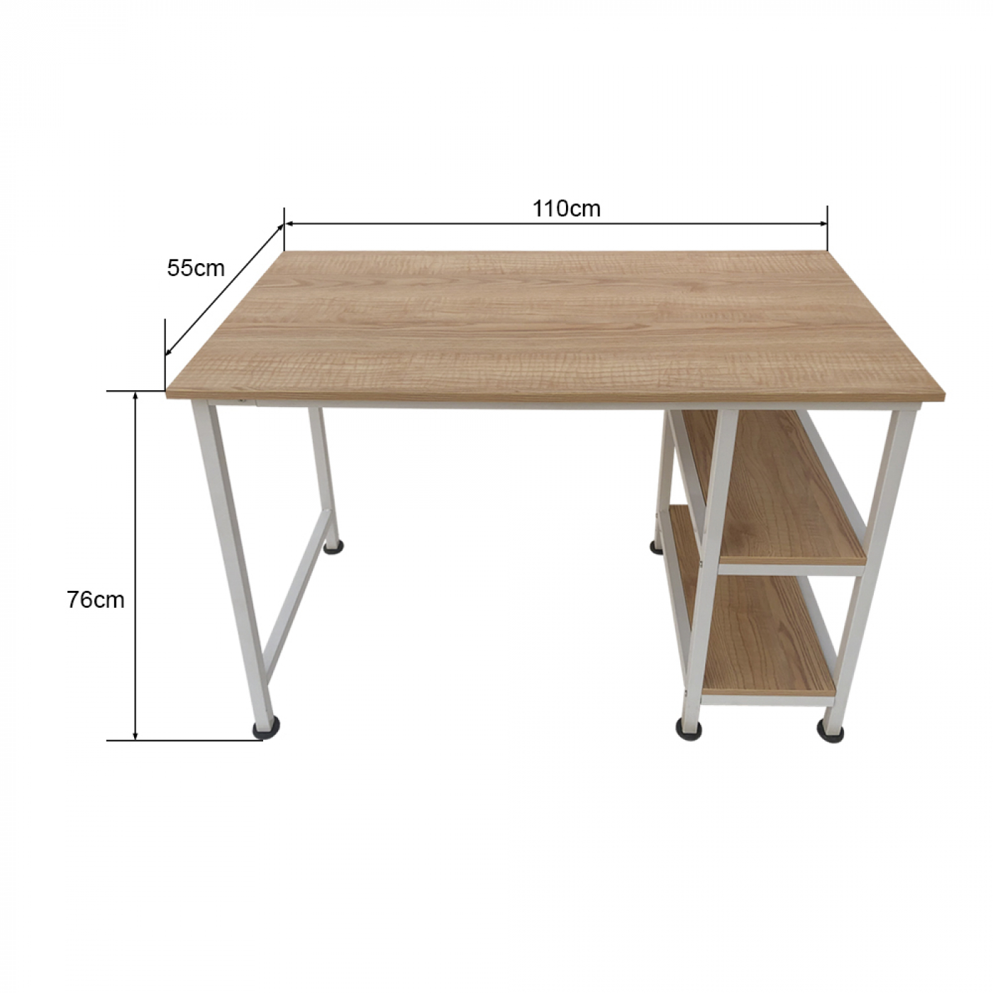 Ik heb een Engelse les rok Onderdrukken Bureau computer tafel - met opbergplanken - wit metaal bruin hout - 110 cm  breed - Meubel Plein