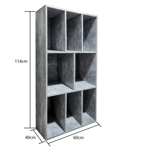 LP vinyl opbergkast - platenkast - opbergen lp vinyl platen - boekenkast - 8 vakken - grijs beton look - Afbeelding 5