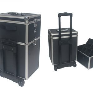 Kapperskoffer trolley - visagie make up koffer trolley - schminkkoffer - beauty case - zwart