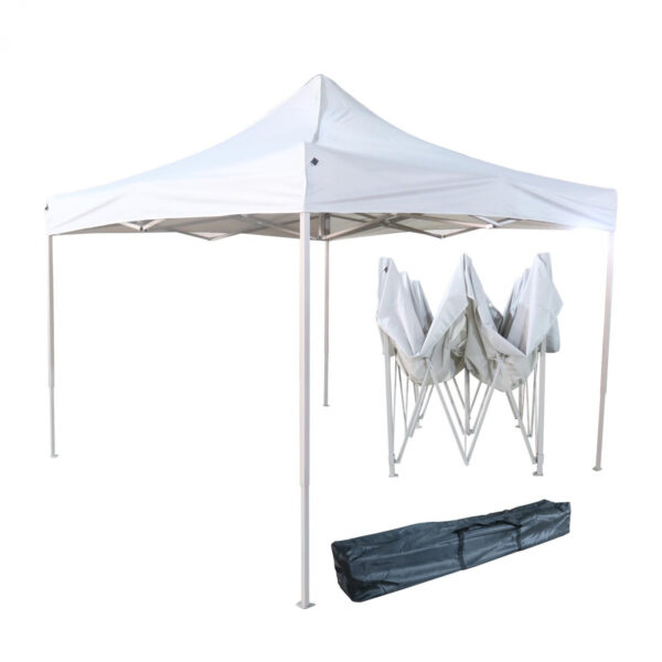 Partytent easy-up 3 x 3 - harmonica  frame - 420D Oxford wit tentdoek met PVC coating - Afbeelding 3