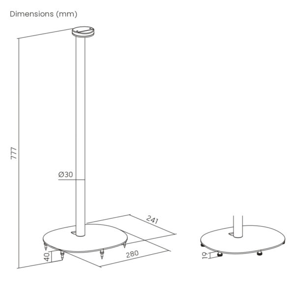 VDD Vloerstandaard Sonos® - Speaker Standaard - Vloerstandaard Speaker - Geschikt voor Sonos era 100 & 300 - Kabelmanagement - Zwart - Afbeelding 5