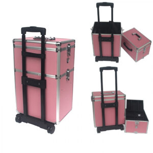 Kapperskoffer trolley - visagie make up nagel koffer - schminkkoffer - beauty case - roze