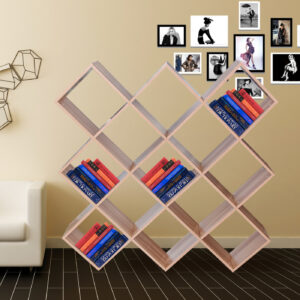 Boekenkast Vinyl LP kast roomdivider open design Nelis 13 vakken Licht eiken