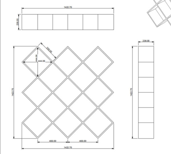 Boekenkast Vinyl LP kast roomdivider open design Nelis 13 vakken Licht eiken - Afbeelding 4